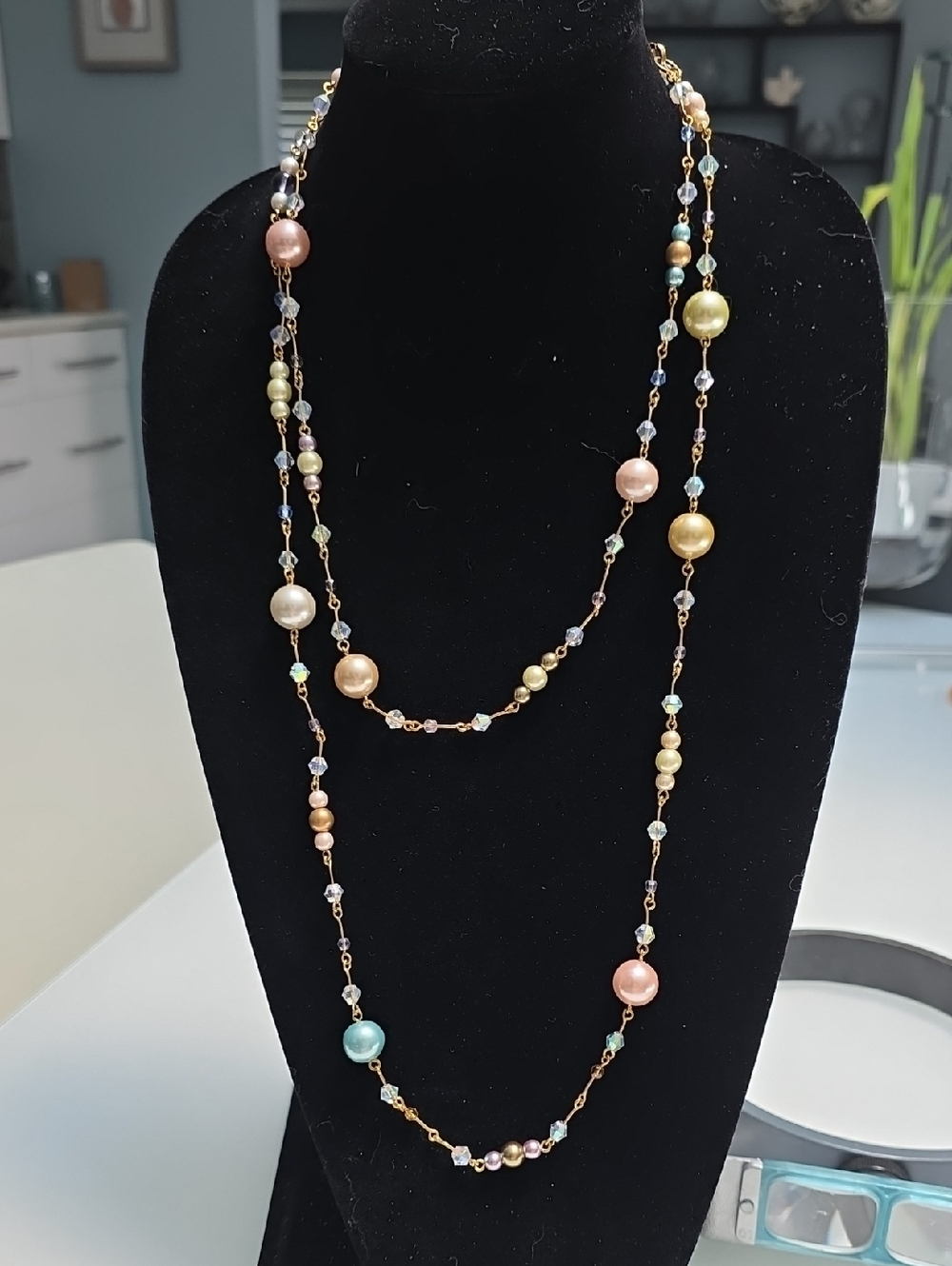 Multicolor Pearl Station Long Necklace - Women's Jewelry